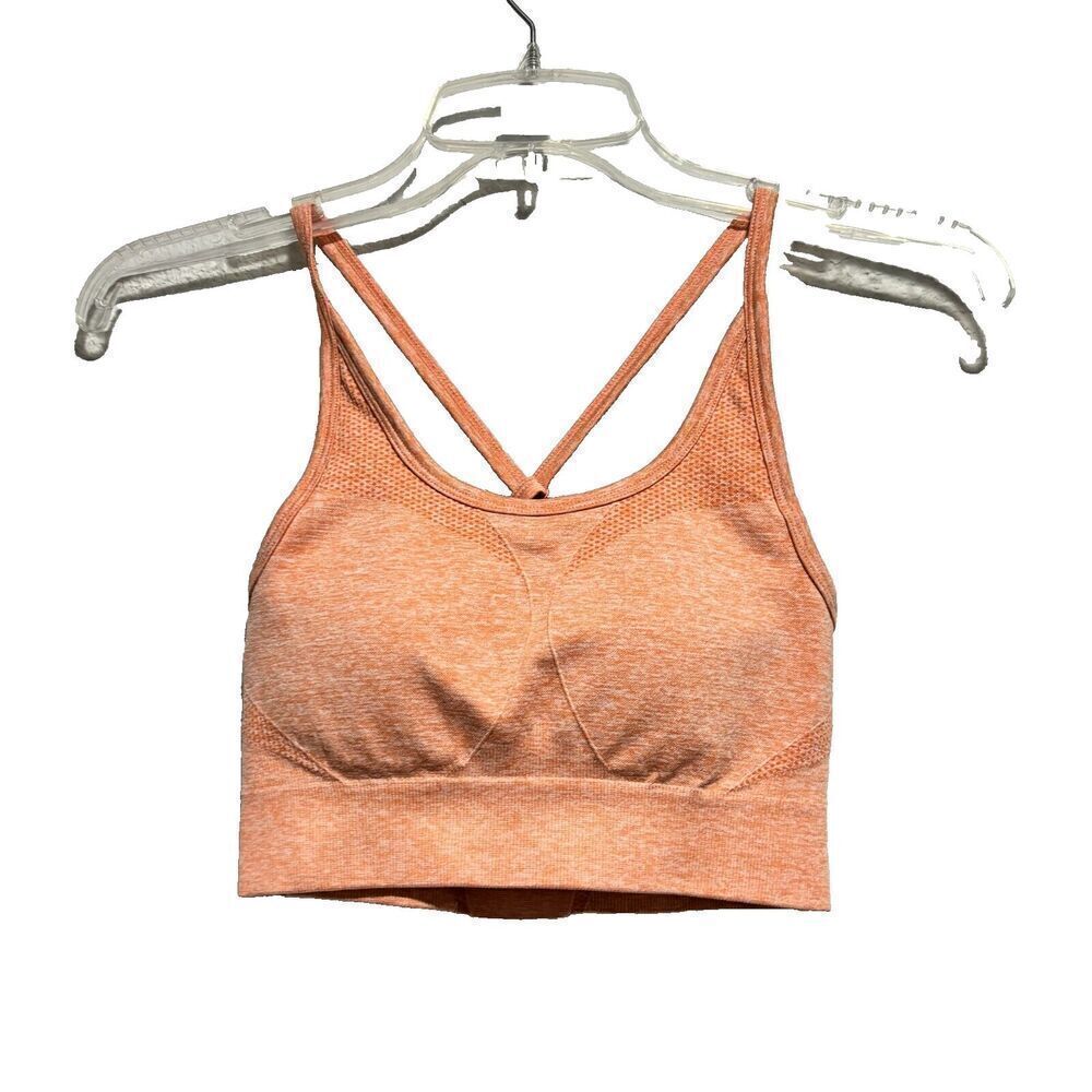 AYBL Beaybl Women's Sports Bra Peach Marl Small‎ Solid Logo Racerback CrossFit